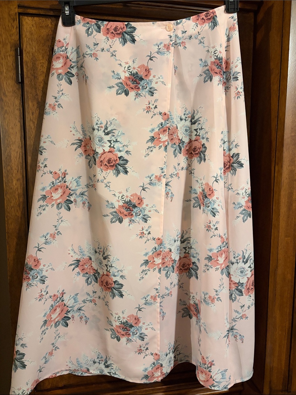 Menopause Hot 🥵 Ladies Charter Club Blush Pink Floral A-Line Midi Wrap Skirt, 14